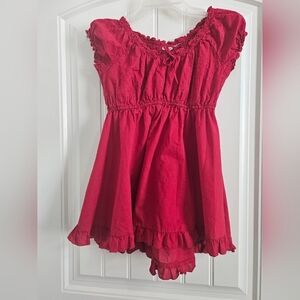 Y2K Red Ruffled Blouse